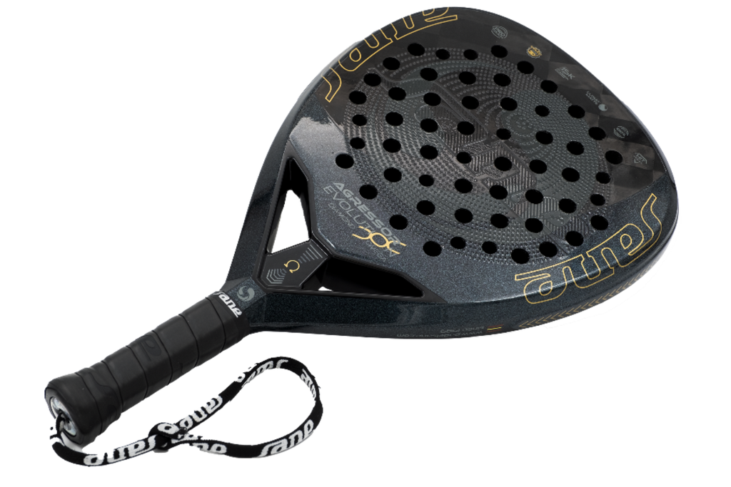 Fun image of the SANE Agressor Evolution Diamond Omega 2025 Padel racket that is on sale at The Padel Shop NZ