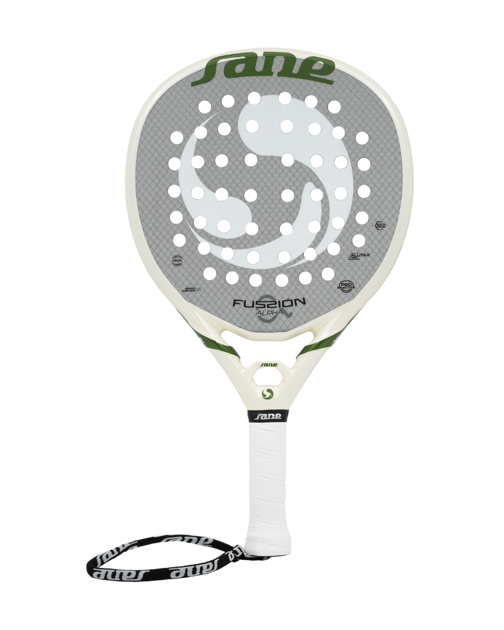 Fully front on image of the Sane Fusion Alpha(2025) Padel Racket. Available at ThePadelShop.co.nz.