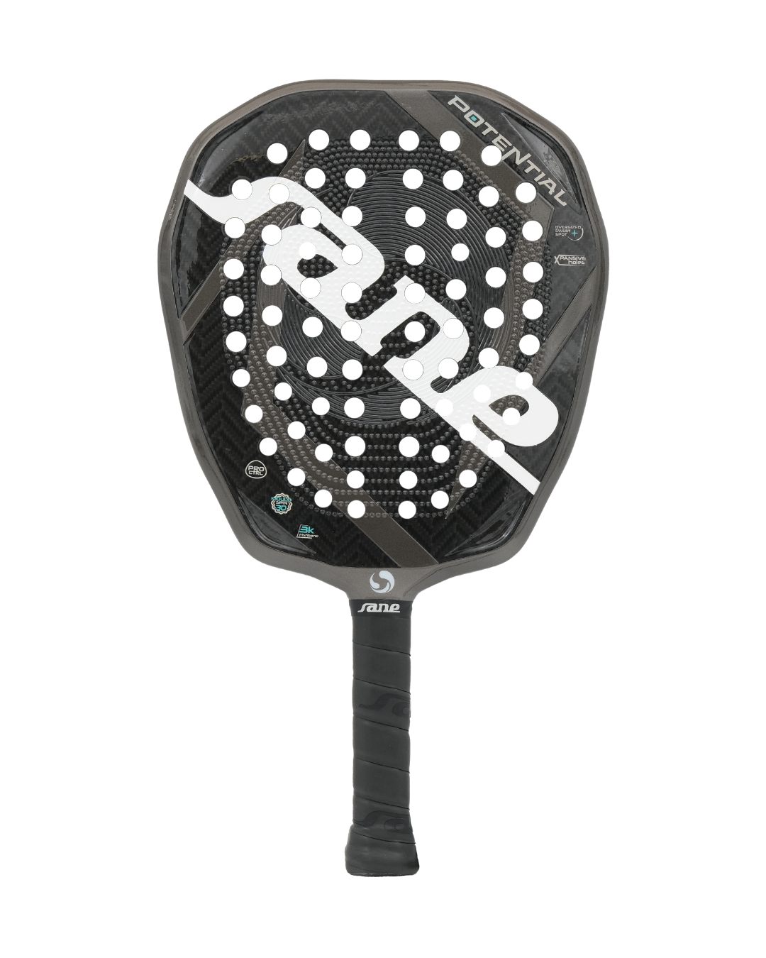 Front Image of the SANE Potential Intermediate Edition Padel Rackets now available in New Zealand from ThePadelShop.co.nz