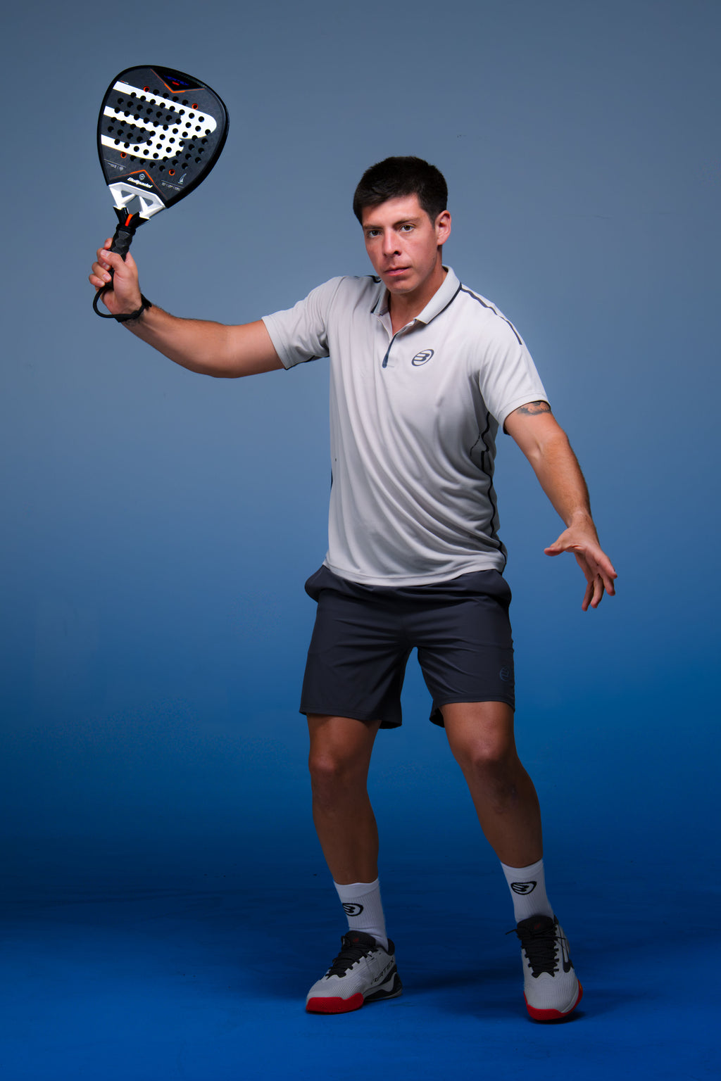 Juan Tello holding the Bullpadel Vertex 05 (2027) padel racket available in New Zealand from ThePadelShopNZ.