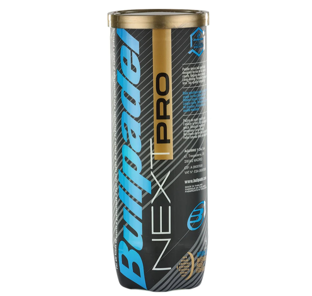 BullPpadel Next pro can of 3 padel Balls available in New Zealand from ThePadelShop NZ