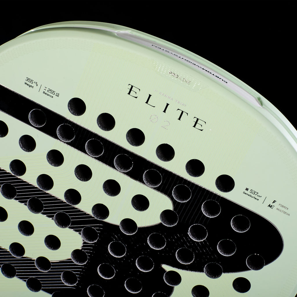 Close up of the top of the Bullpadel Elite 02 2027 available in New Zealand from ThePadelShop.co.nz