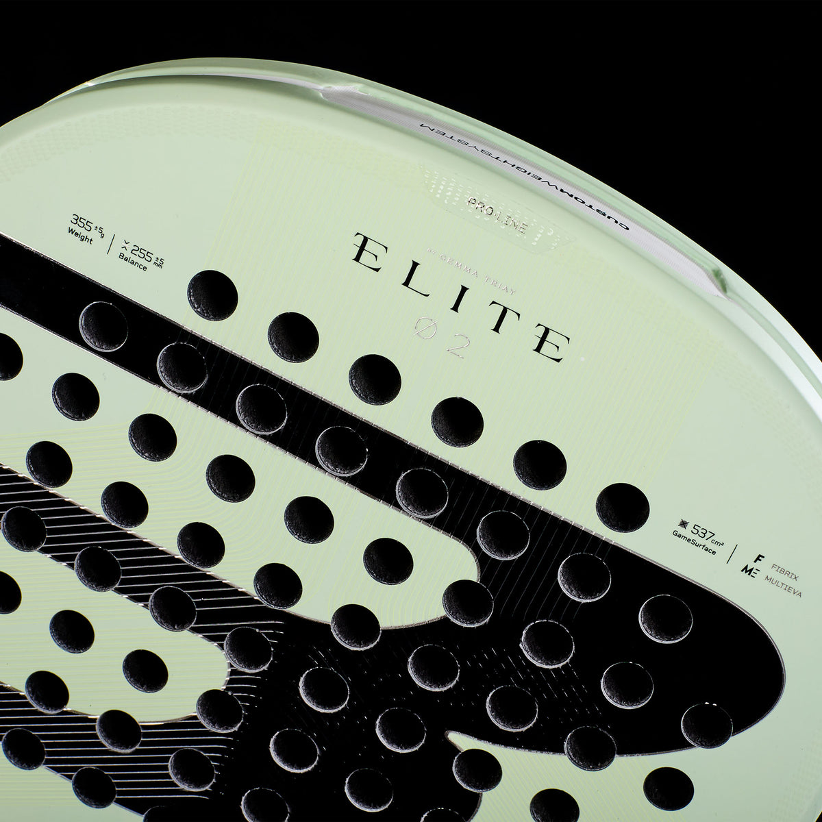 Close up of the top of the Bullpadel Elite 02 2027 available in New Zealand from ThePadelShop.co.nz