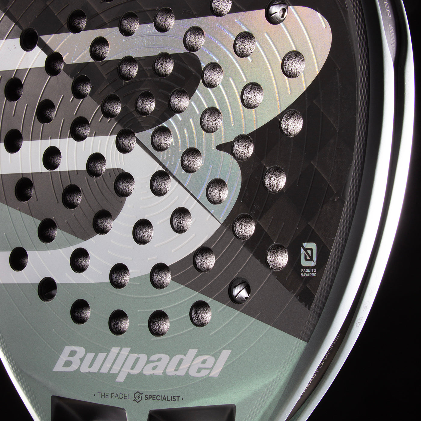 Close up of the face of the Bullpadel Hack 04 2026 Padel Racket available in New Zealand from ThepadelShop.co.nz