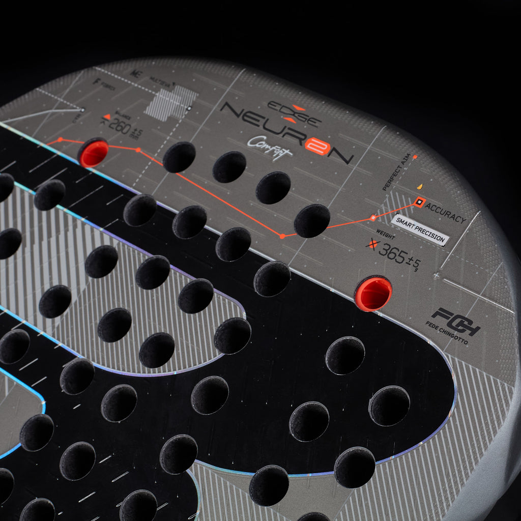 Close up of the Bullpadel Neuron Comfort (2027) padel racket available in New Zealand from ThePadelShopNZ