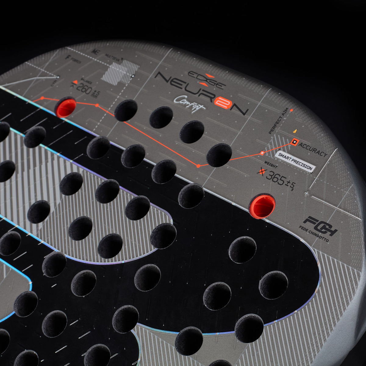 Close up of the Bullpadel Neuron Comfort (2027) padel racket available in New Zealand from ThePadelShopNZ