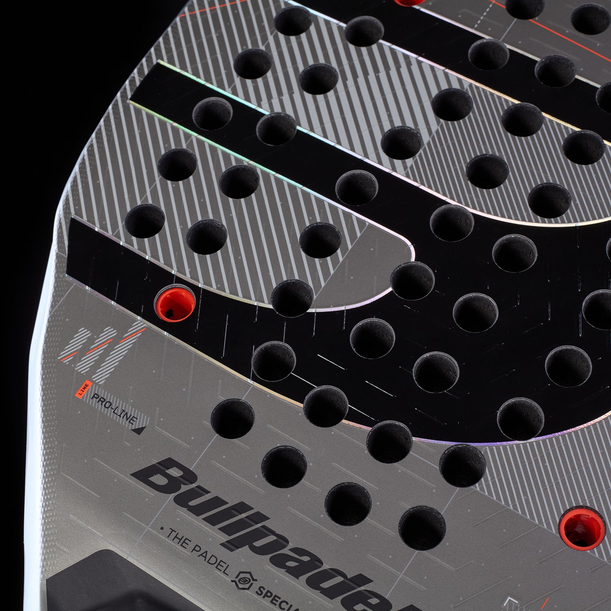 Close up of the face of the Bullpadel Neuron Comfort (2027) padel racket available in New Zealand from ThePadelShopNZ