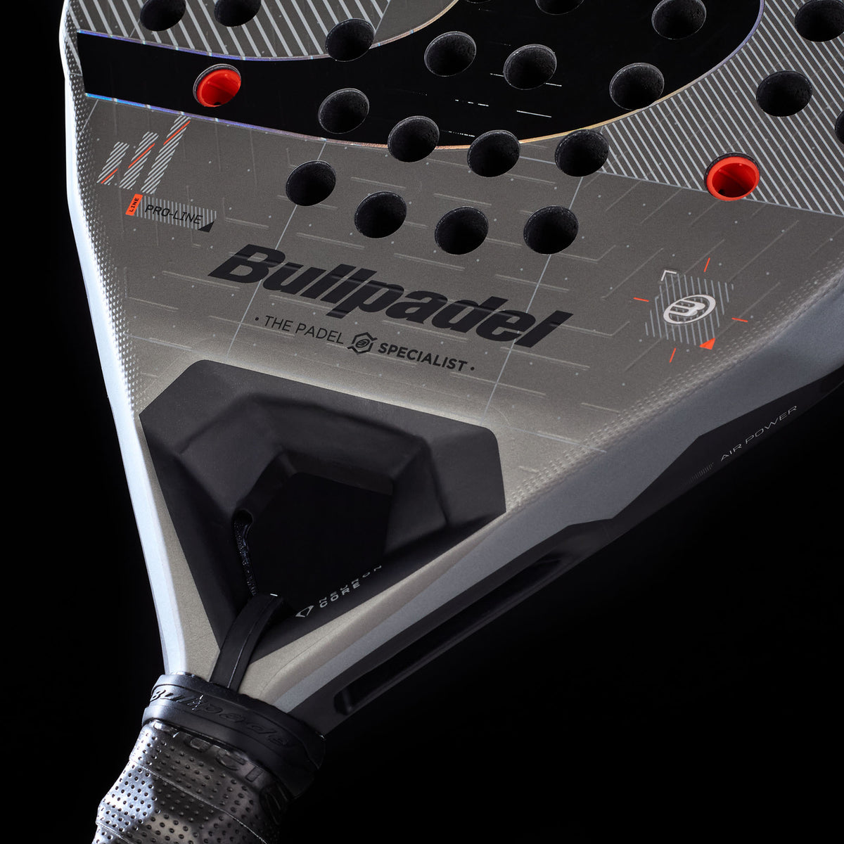 Close up of the heart of the Bullpadel Neuron Comfort (2027) padel racket available in New Zealand from ThePadelShopNZ