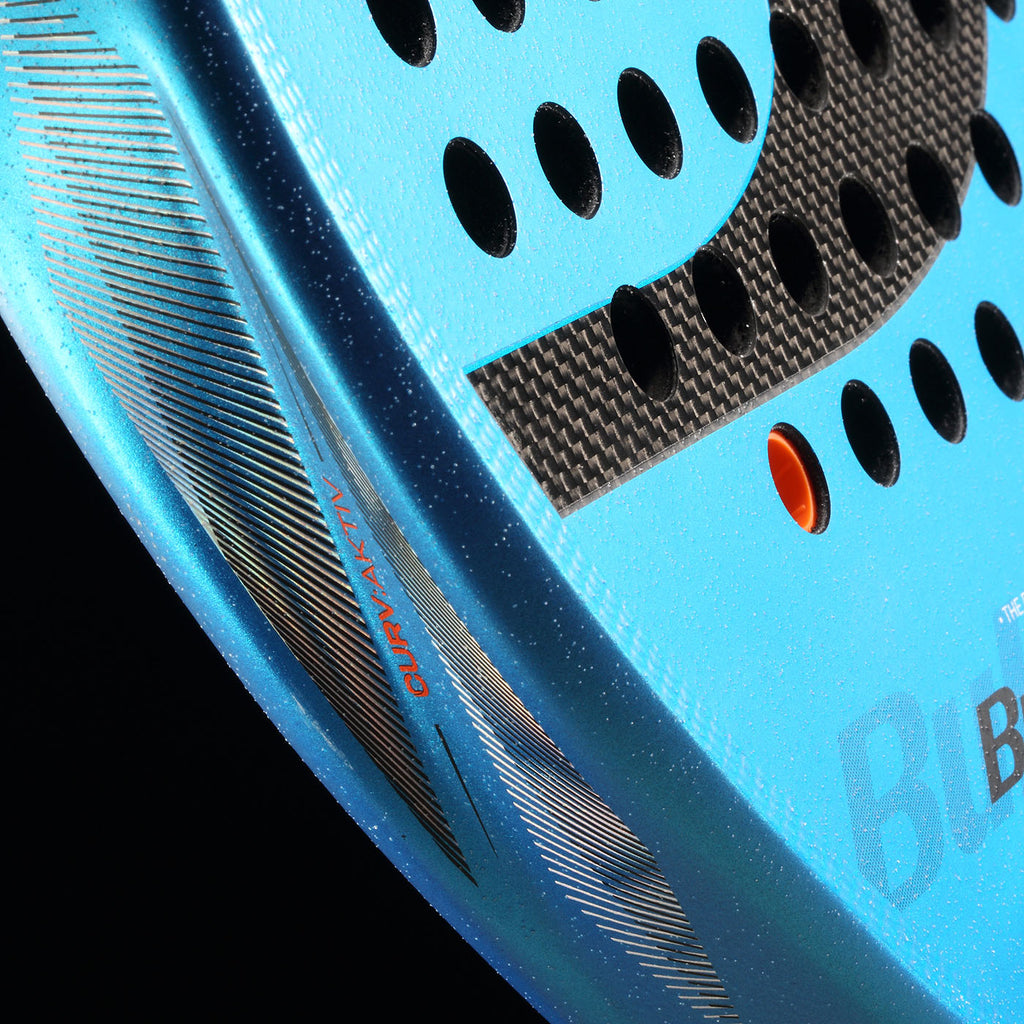 close up of the rough finish of the Bullpadel Vertex 05 Woman  2026 padel racket available in New Zealand from ThepadelShop.co.nz